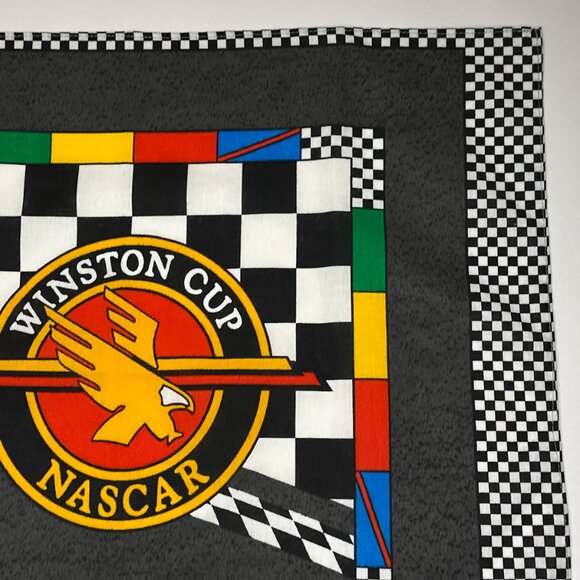 VTG Winston Cup NASCAR Bandanna Checked Flag Design Eagle Black Red 19.25" X 17" - Picture 3 of 7